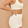 High Waisted Mini Shorts In Cream -Core Fit Shop bt0227 3 wind down cream shorts