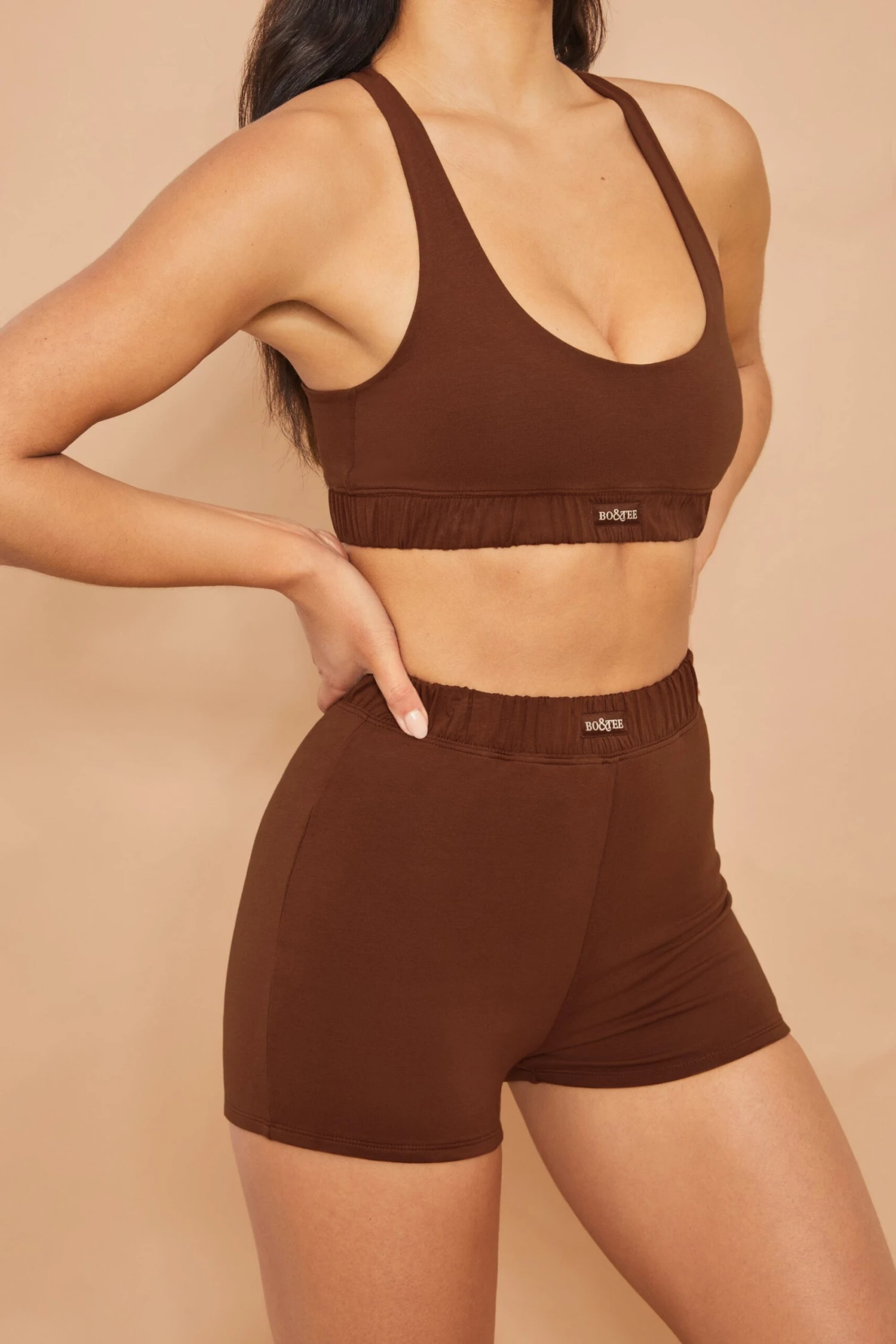 High Waisted Mini Shorts In Brown 6 High Waisted Mini Shorts In Brown - Image 4