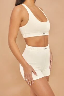 High Waisted Mini Shorts In Cream 11 High Waisted Mini Shorts In Cream -Core Fit Shop bt0227 4 wind down cream shorts