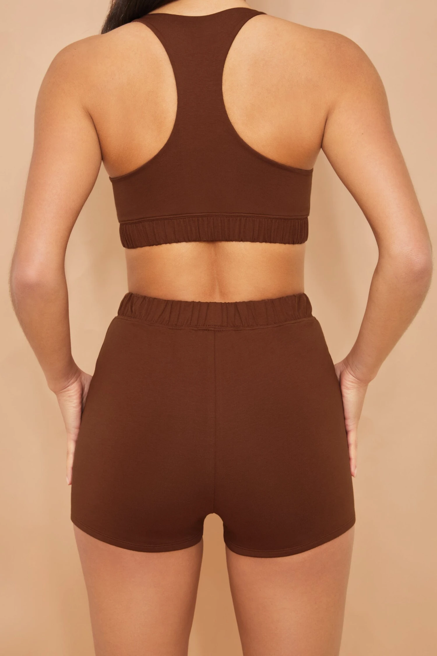 High Waisted Mini Shorts In Brown 7 High Waisted Mini Shorts In Brown - Image 5