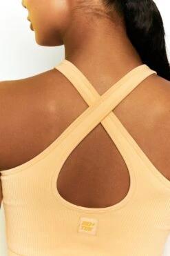 Ribbed Halter Crop Top In Yellow 14 Ribbed Halter Crop Top In Yellow -Core Fit Shop bt0301 bt0303 9 move it adapt yellow high waist draw string ribbed cycle shorts cross strap ribbed crop top 1