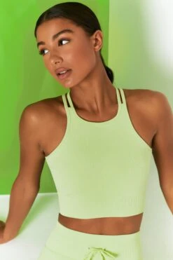 Feel Your Power Ribbed Racer Crop Top In Lime 16 Feel Your Power Ribbed Racer Crop Top In Lime -Core Fit Shop bt0302 bt0304 10 energise lime ribbed drawstring leggings feel your power ribbed cross strap crop top 2