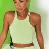 Feel Your Power Ribbed Racer Crop Top In Lime 1 Feel Your Power Ribbed Racer Crop Top In Lime -Core Fit Shop bt0302 bt0304 11 energise lime ribbed drawstring leggings feel your power ribbed cross strap crop top 2