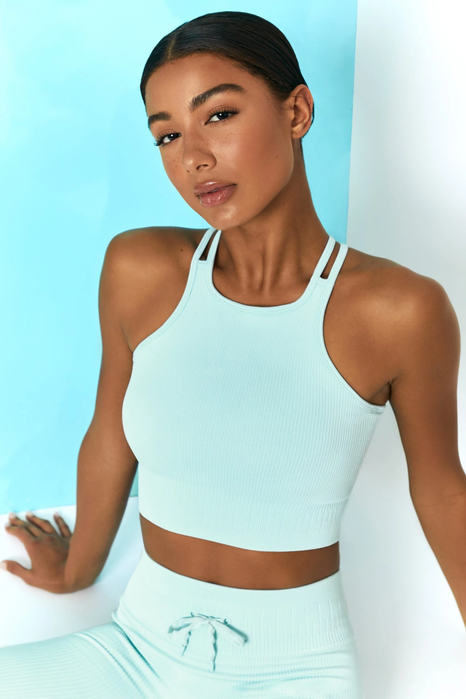 Feel Your Power Ribbed Racer Crop Top In Light Blue 3 Feel Your Power Ribbed Racer Crop Top In Light Blue
