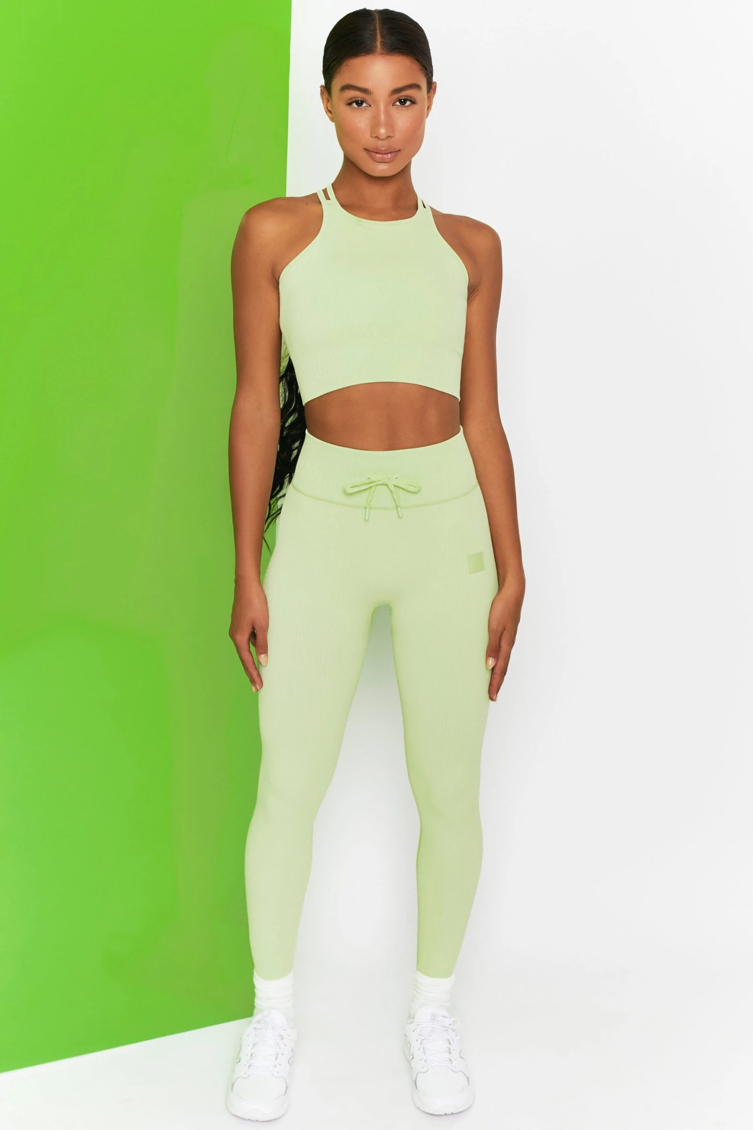 Feel Your Power Ribbed Racer Crop Top In Lime 8 Feel Your Power Ribbed Racer Crop Top In Lime - Image 6