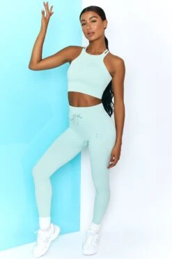 Energise Ribbed Tie Front Full Length Leggings In Light Blue 13 Energise Ribbed Tie Front Full Length Leggings In Light Blue -Core Fit Shop bt0302 bt0304 3 energise light blue ribbed drawstring leggings feel your power ribbed cross strap crop top
