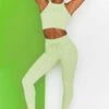 Energise Ribbed Tie Front Full Length Leggings In Lime -Core Fit Shop bt0302 bt0304 3 energise lime ribbed drawstring leggings feel your power ribbed cross strap crop top