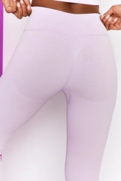 Energise Ribbed Tie Front Full Length Leggings In Lilac -Core Fit Shop bt0302 bt0304 4 energise lilac ribbed drawstring leggings feel your power ribbed cross strap crop top 6