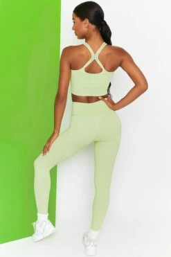 Feel Your Power Ribbed Racer Crop Top In Lime 21 Feel Your Power Ribbed Racer Crop Top In Lime -Core Fit Shop bt0302 bt0304 6 energise lime ribbed drawstring leggings feel your power ribbed cross strap crop top 2