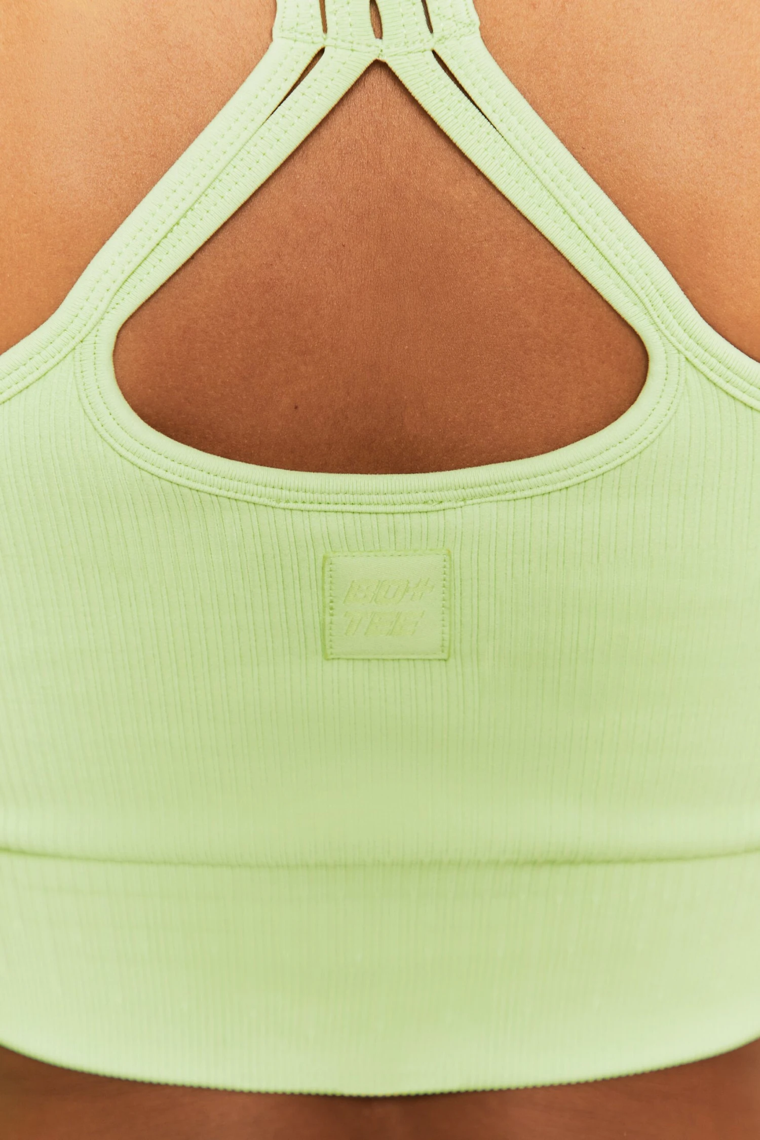 Feel Your Power Ribbed Racer Crop Top In Lime 6 Feel Your Power Ribbed Racer Crop Top In Lime - Image 4