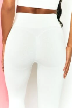 Energise Ribbed Tie Front Full Length Leggings In White -Core Fit Shop bt0304 bt0302 7 energise white ribbed drawstring leggings feel your power ribbed cross strap crop top