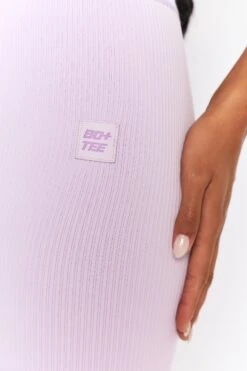 Ribbed Tie Front Cycling Shorts In Lilac -Core Fit Shop bt0305 bt0318 9 miles ahead lilac ribbed sleeveless turtle neck draw string crop top long distance ribbed draw string shorts 1 1