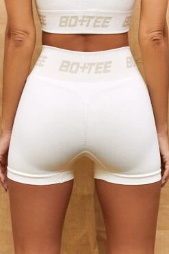 Seamless Contour Mini Shorts In Ivory -Core Fit Shop bt0314 bt0317 12 engage ivory crop top command high waisted cycle shorts 1