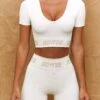 Seamless Contour Mini Shorts In Ivory -Core Fit Shop bt0314 bt0317 6 engage ivory crop top command high waisted cycle shorts 1