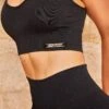 Seamless Ribbed Biker Shorts In Black -Core Fit Shop bt0322 bt0340 12 black ribbed detail cycle shorts crop top