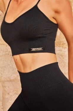 Seamless Ribbed Biker Shorts In Black