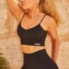 Vigour Scoop Neck Sports Bra In Black -Core Fit Shop bt0322 bt0340 9 black ribbed detail cycle shorts crop top