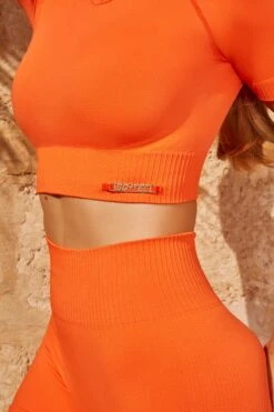 Seamless High Waist Mini Shorts In Deep Orange -Core Fit Shop bt0323 bt0339 12 turn it up altitude deep orange short sleeve crop top hot pant shorts set