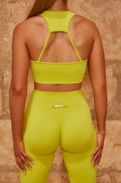 Cut Out Sports Bra In Green -Core Fit Shop bt0324 bt0342 12 intensity accelerate green racer back sports bra contour leggings set 3