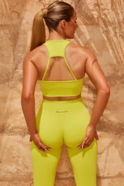 Cut Out Sports Bra In Green -Core Fit Shop bt0324 bt0342 3 intensity accelerate green racer back sports bra contour leggings set 5