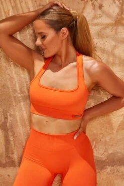 Cut Out Sports Bra In Deep Orange