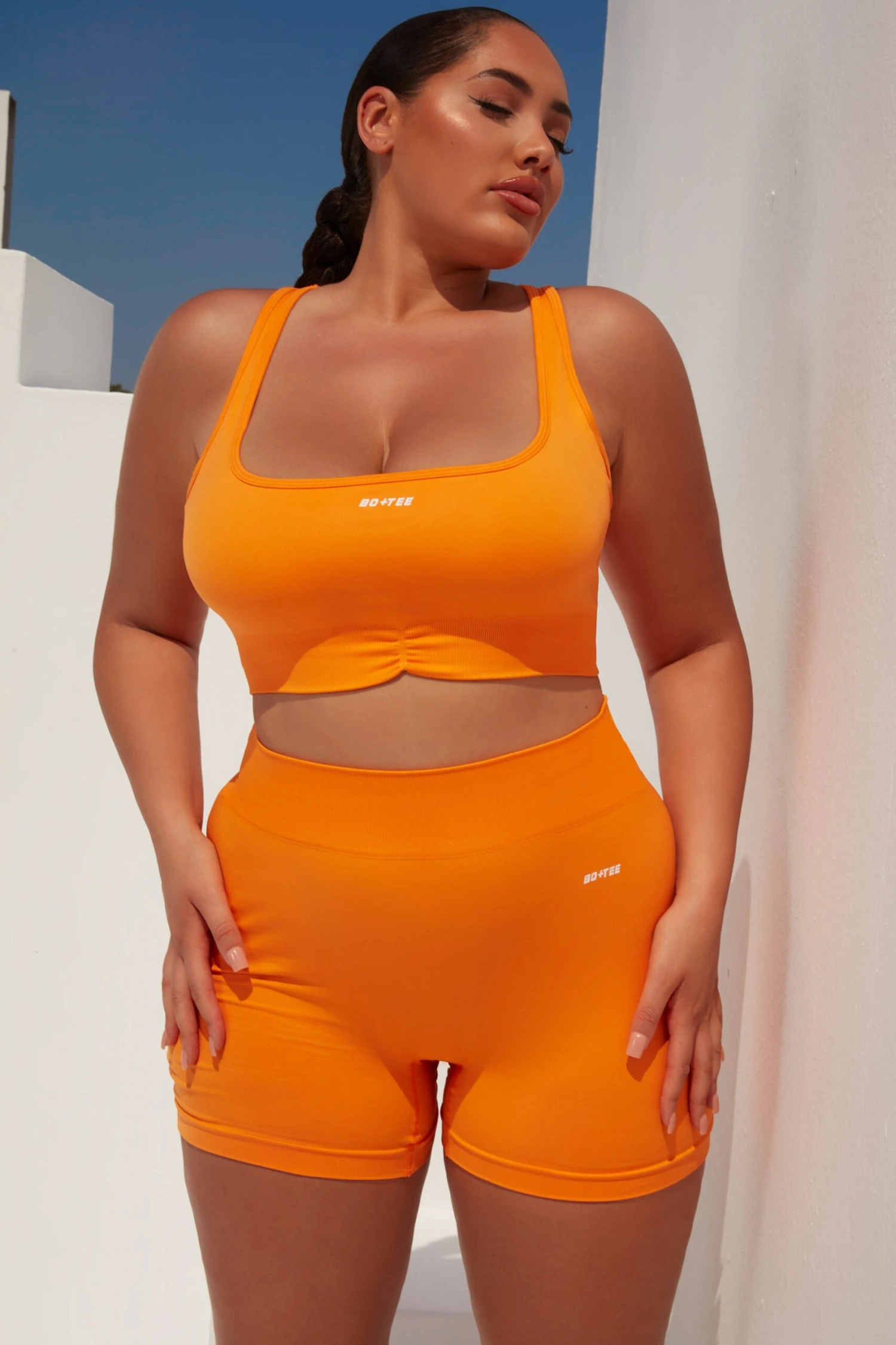Radiate Ruched Sports Bra In Orange 8 Radiate Ruched Sports Bra In Orange - Image 6