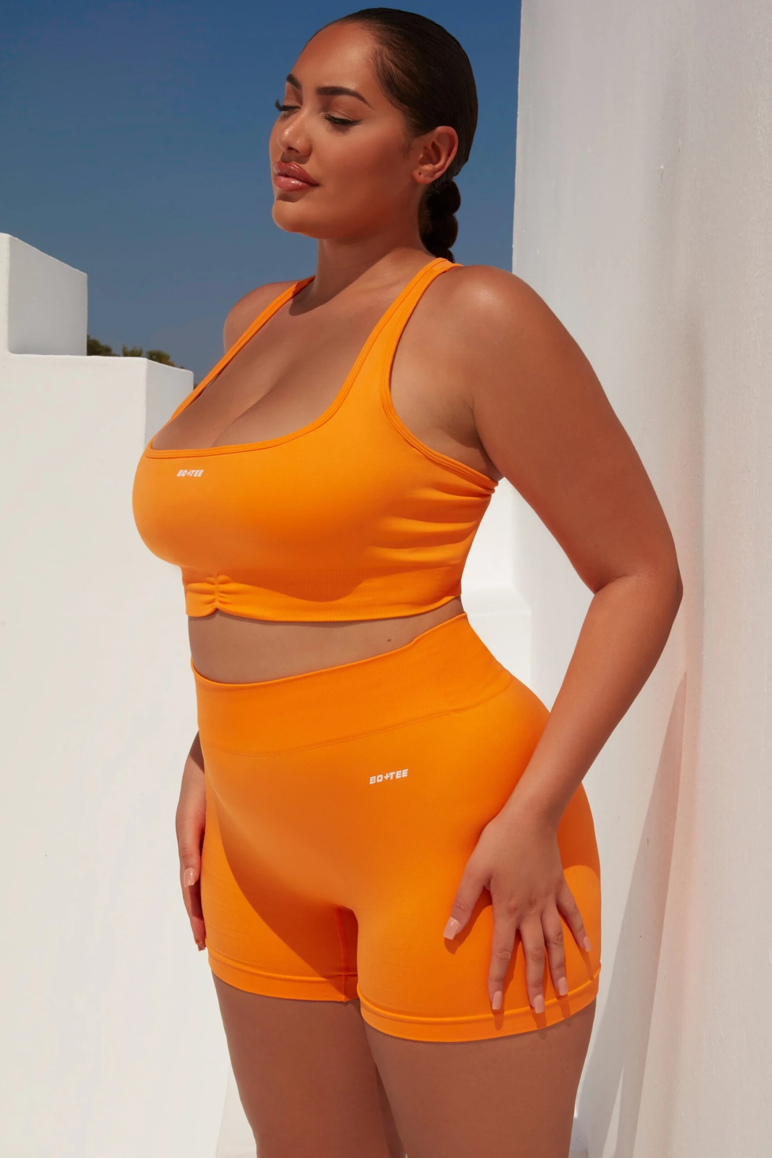 Radiate Ruched Sports Bra In Orange 5 Radiate Ruched Sports Bra In Orange - Image 3