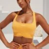 Radiate Ruched Sports Bra In Light Orange -Core Fit Shop bt0363 bt0366 1 l orange ribbed detail crop top high waisted shorts 1