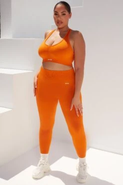Cross Back Strap Sports Bra In Deep Orange -Core Fit Shop bt0364 bt0365 10 surge deep orange leggings beam light crop top 5