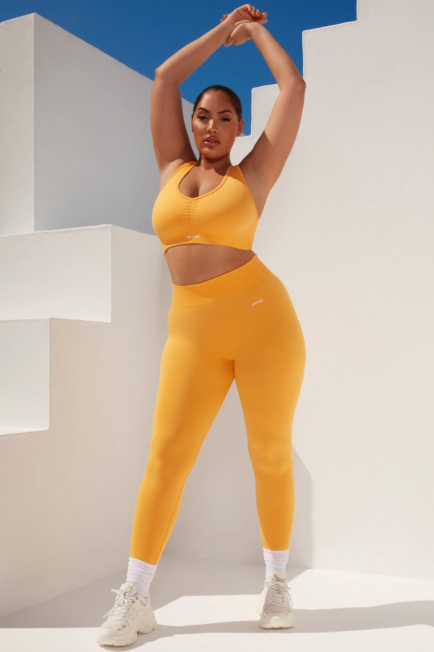 Surge Curved Waist Seamless Leggings In Light Orange 3 Surge Curved Waist Seamless Leggings In Light Orange