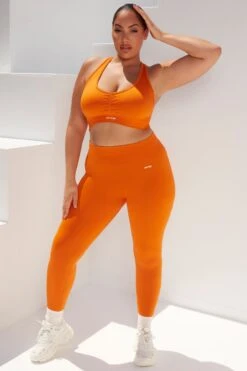 Cross Back Strap Sports Bra In Deep Orange -Core Fit Shop bt0364 bt0365 12 surge deep orange leggings beam light crop top 5
