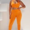 Surge Curved Waist Seamless Leggings In Orange -Core Fit Shop bt0364 bt0365 12 surge orange leggings beam light crop top 1