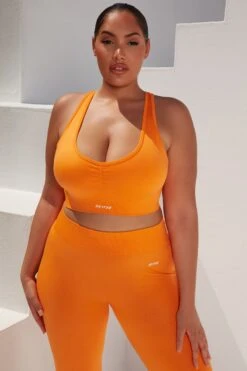 Cross Back Strap Sports Bra In Orange 25 Cross Back Strap Sports Bra In Orange -Core Fit Shop bt0364 bt0365 13 surge orange leggings beam light crop top