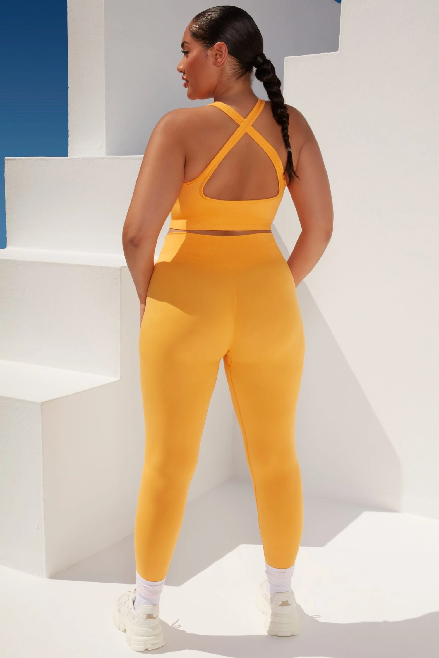 Surge Curved Waist Seamless Leggings In Light Orange 4 Surge Curved Waist Seamless Leggings In Light Orange - Image 2