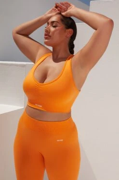 Cross Back Strap Sports Bra In Orange 23 Cross Back Strap Sports Bra In Orange -Core Fit Shop bt0364 bt0365 15 surge orange leggings beam light crop top