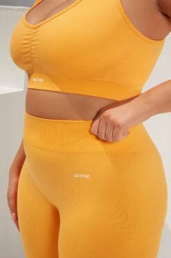 Surge Curved Waist Seamless Leggings In Light Orange 14 Surge Curved Waist Seamless Leggings In Light Orange -Core Fit Shop bt0364 bt0365 16 surge light orange leggings beam light crop top 1