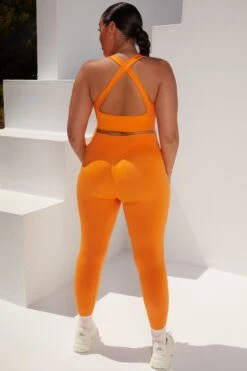 Cross Back Strap Sports Bra In Orange 22 Cross Back Strap Sports Bra In Orange -Core Fit Shop bt0364 bt0365 18 surge orange leggings beam light crop top