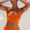 Cross Back Strap Sports Bra In Deep Orange 2 Cross Back Strap Sports Bra In Deep Orange -Core Fit Shop bt0364 bt0365 4 surge deep orange leggings beam light crop top 4