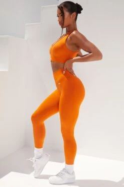 Cross Back Strap Sports Bra In Deep Orange -Core Fit Shop bt0364 bt0365 5 surge deep orange leggings beam light crop top 5