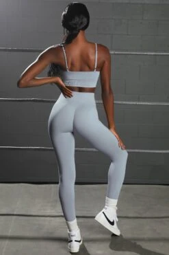 Surge Curved Waist Seamless Leggings In Light Blue -Core Fit Shop bt0365 bt0370 5 surge awaken light blue strappy crop top high waist leggings seamless