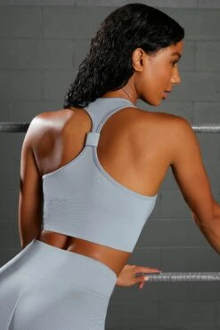 Overhaul Racer Knot Back Seamless Crop Top In Blue -Core Fit Shop bt0366 bt0372 6 flash overhaul light blue 1