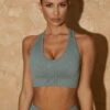 V Neck Sports Bra In Lead Blue -Core Fit Shop bt0381 3 personal best lead blue ribbed sports crop top