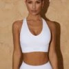 V Neck Sports Bra In White -Core Fit Shop bt0381 3 personal best white crop top