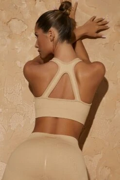 V Neck Sports Bra In Beige -Core Fit Shop bt0381 5 personal best beige crop top