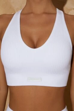 V Neck Sports Bra In White -Core Fit Shop bt0381 5 personal best white crop top