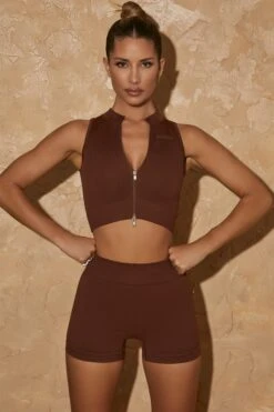 Seamless Mini Shorts In Warm Brown