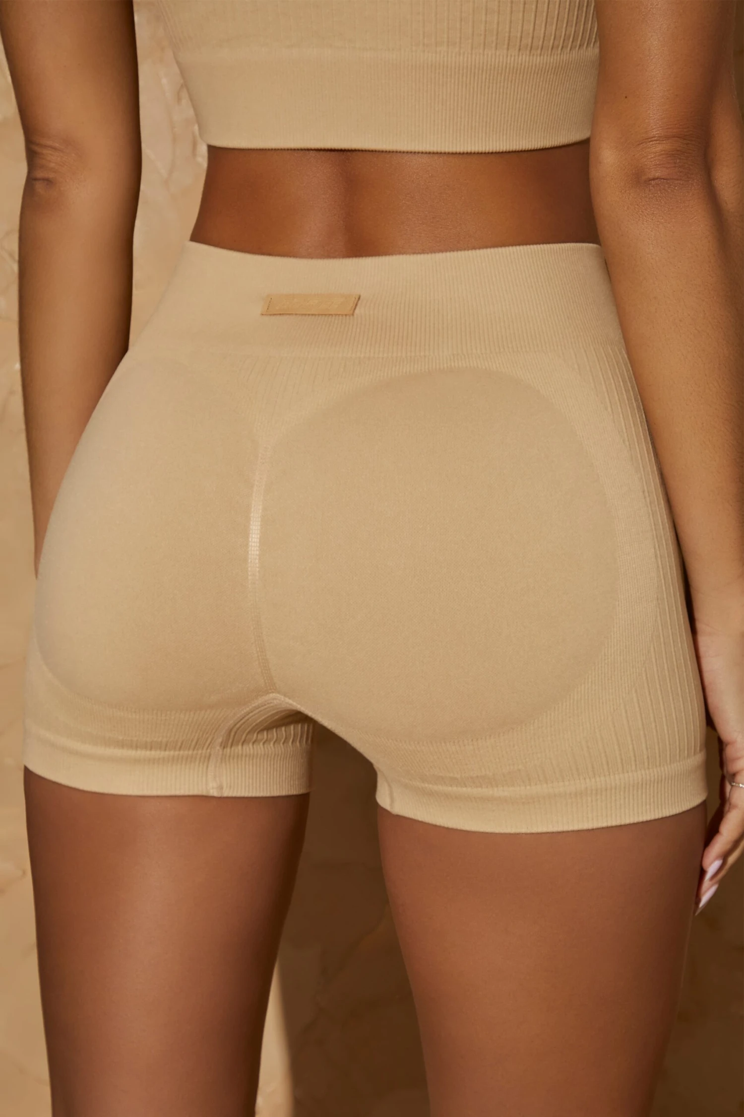 Seamless Mini Shorts In Beige 6 Seamless Mini Shorts In Beige - Image 4