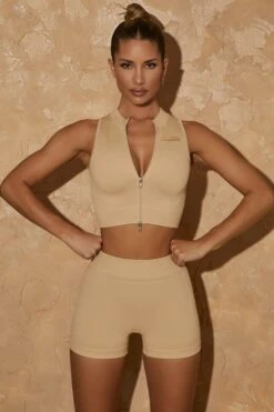 Seamless Mini Shorts In Beige