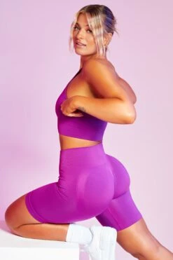 Seamless High Waist Biker Shorts In Purple -Core Fit Shop bt0383 bt0385 11 circuit change the game purple high