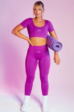 Leggings In Purple -Core Fit Shop bt0386 bt0375 1 superset mindset purple scoop neck